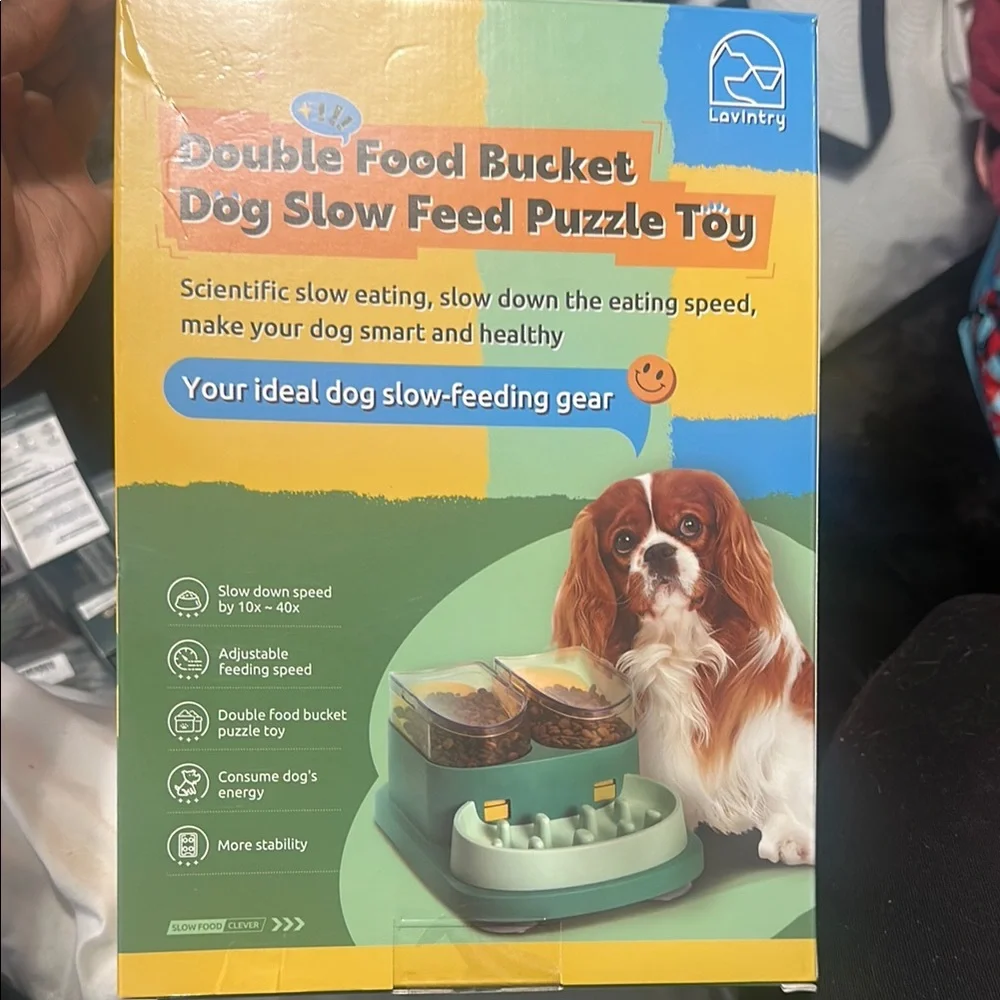 Lovintry Double Food Bucket Dog Slow Feed Puzzle Toy